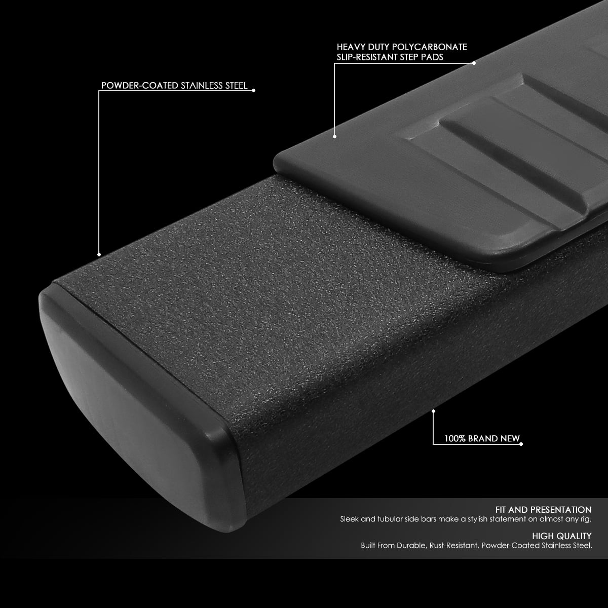 DNA Motoring For 07-19 Silverado Sierra Crew Cab Black 6" Running Board Side Step Nerf Bar
