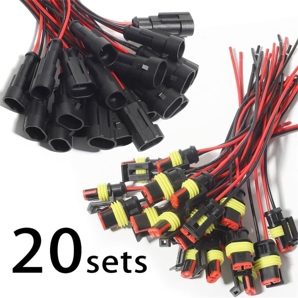 40pcs Waterproof 2Pin Auto Wire Harness Fast Connectors for Vehicle Circuitry