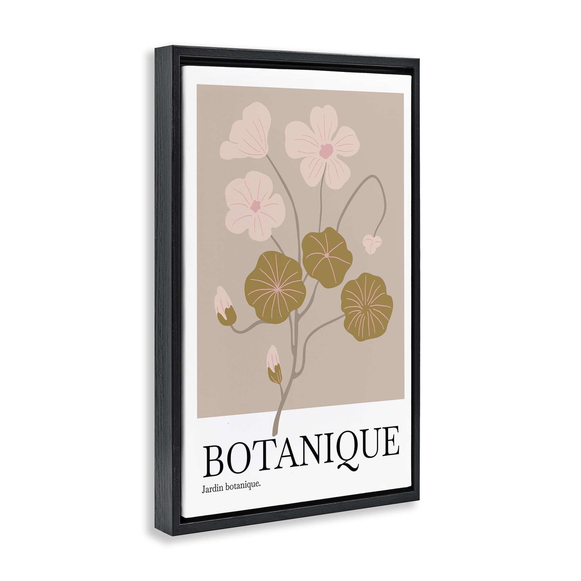 Stupell Industries Botanique Modern Sprouts Plants & Flowers Painting Black Floater Framed Canvas Art Print Wall Art, 17 x 25