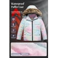 thumbnail image 4 of Chrisuno Big Girls Puffer Jacket Colorful Fleece Lined Short Coats For Kids Insulated Padded Hooded Outerwear Pink&Rainbow 14/16, 4 of 5