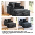 thumbnail image 6 of DREAMISDEA Oversized Accent Chair with Storage Ottoman & Cup Holder, Faux Fur Upholstered Sofa Bed Indoor Chaise Lounge Chair for Living Room, Comfy Large Arm Chair Reading Seat - Dark Gray, 6 of 6