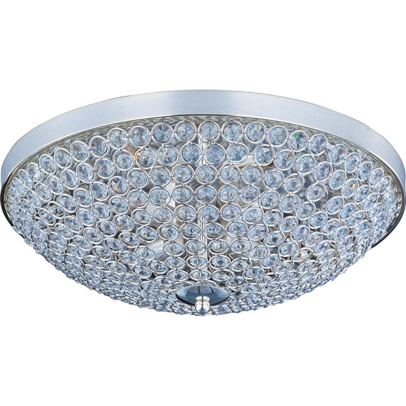 Maxim Lighting 39871BCPS Four Light Beveled Crystal Glass Bowl Flush Mount, Plated Silver