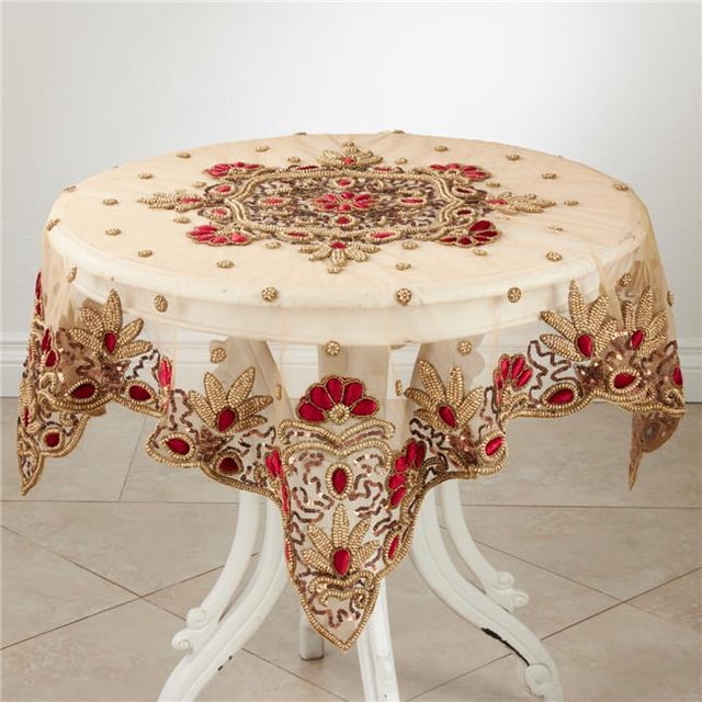 Saro Lifestyle 5283.BU40S Nappe Perlée Main 40 x 40 Po&44; Bordeaux