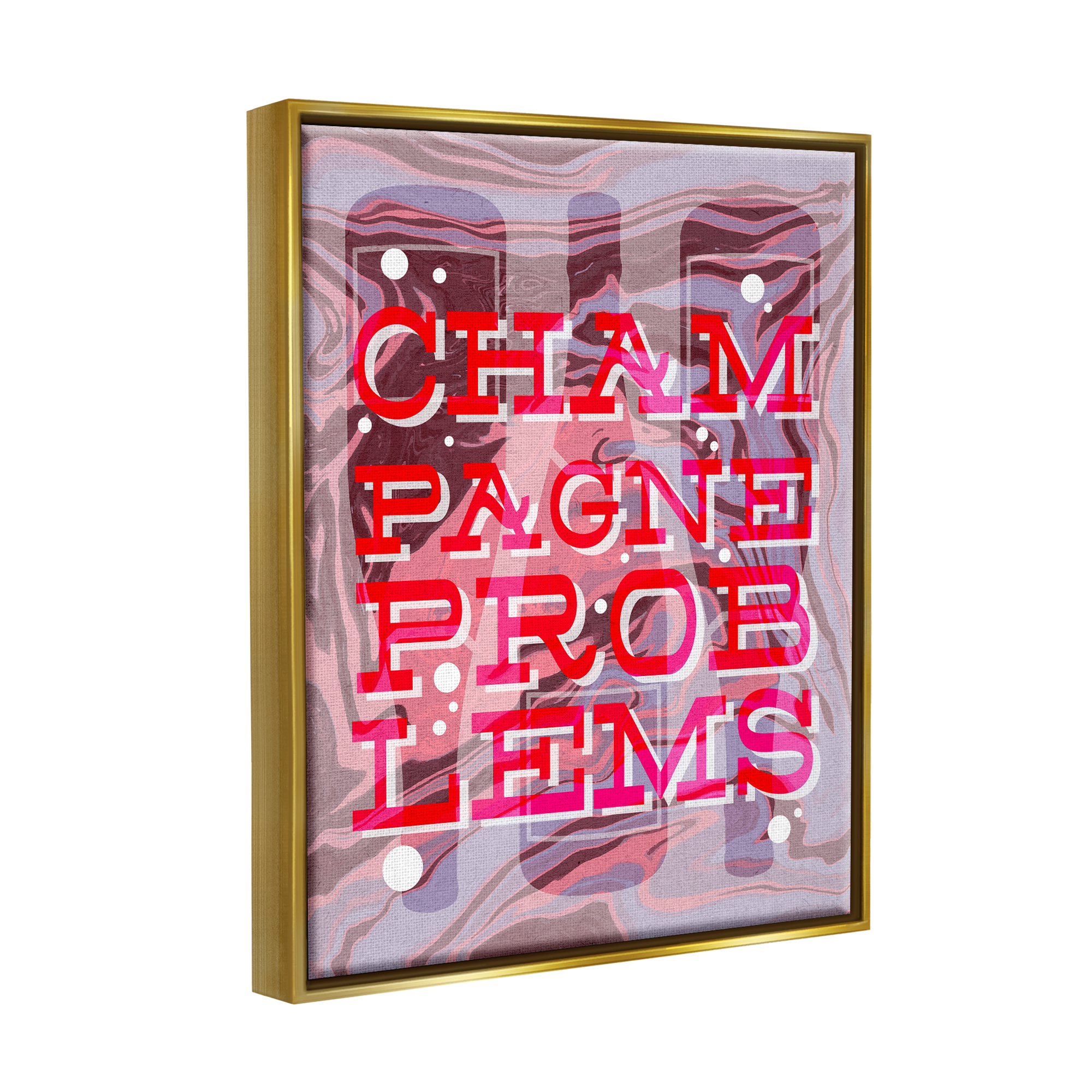 Stupell Industries Champagne Problems Bold Phrase Food & Beverage Painting Gold Floater Framed Art Print Wall Art