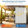 thumbnail image 6 of DONGPAI 100% Blackout Outdoor Curtains for Patio Waterproof Windproof, Linen Textured Outside Curtain with Top Grommet & Bottom Back Tab for Gazebo Porch Pergola, 100" x 96", Grayish White, 1 Panel, 6 of 8