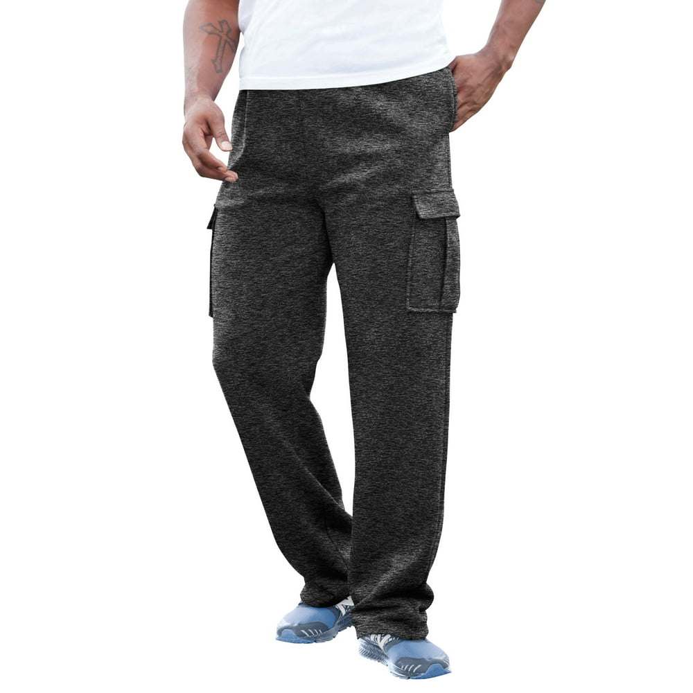 men's solid fleece heavyweight cargo sweatpants