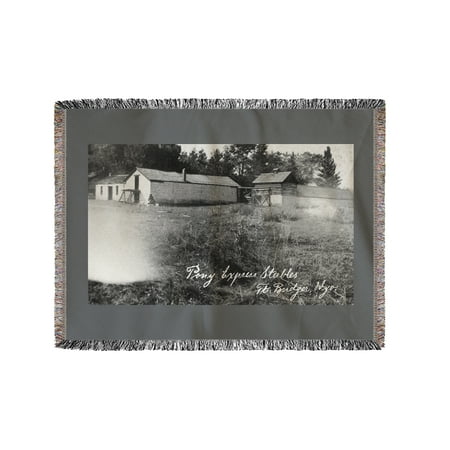- Fort Bridger, Wyoming - View of Pony Express Stables (60x80 Woven Chenille Yarn Blanket)