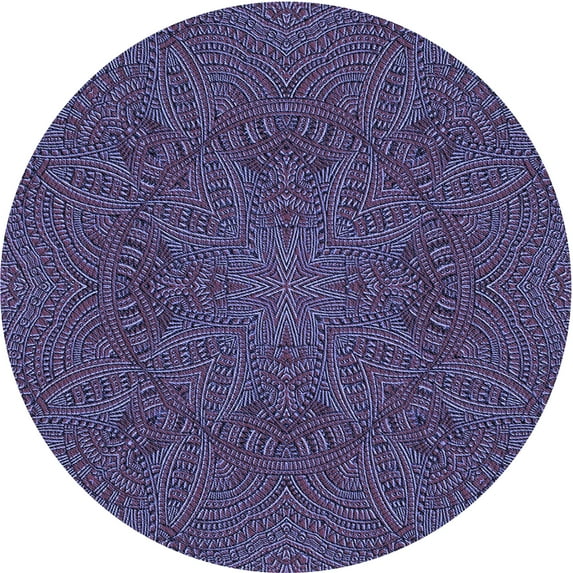 Ahgly Company Indoor Round Patterned Dark Purple Area Rugs, 5' Round