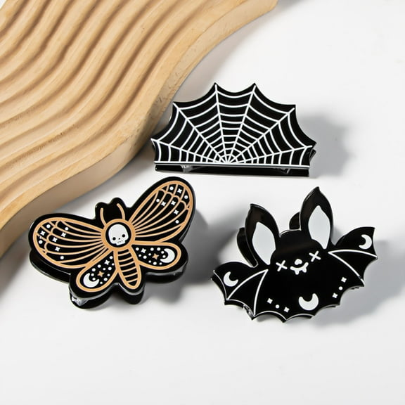 Halloween Hair Grip Bat Butterfly Shape Strong Claw Anti-slip Spooky Scary Atmosphere Photo Prop Halloween Party Headwear Hair Clamp Hair Clip