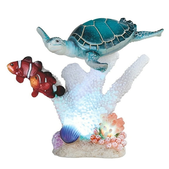 FC Design 7.5"W Sea Turtle with Clownfish on Coral with LED Figurine Statue Sculpture Ornament Decoration Home/Room Decor and Unique Gift Ideas for Housewarming, Holidays and Birthdays