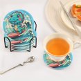 thumbnail image 5 of Cartoon Dinosaur Surf 6 Pcs Drink Coasters with Holder Absorbent Coasters Woven Coasters for Drinks Table Desk Protection Home Decor, 5 of 7