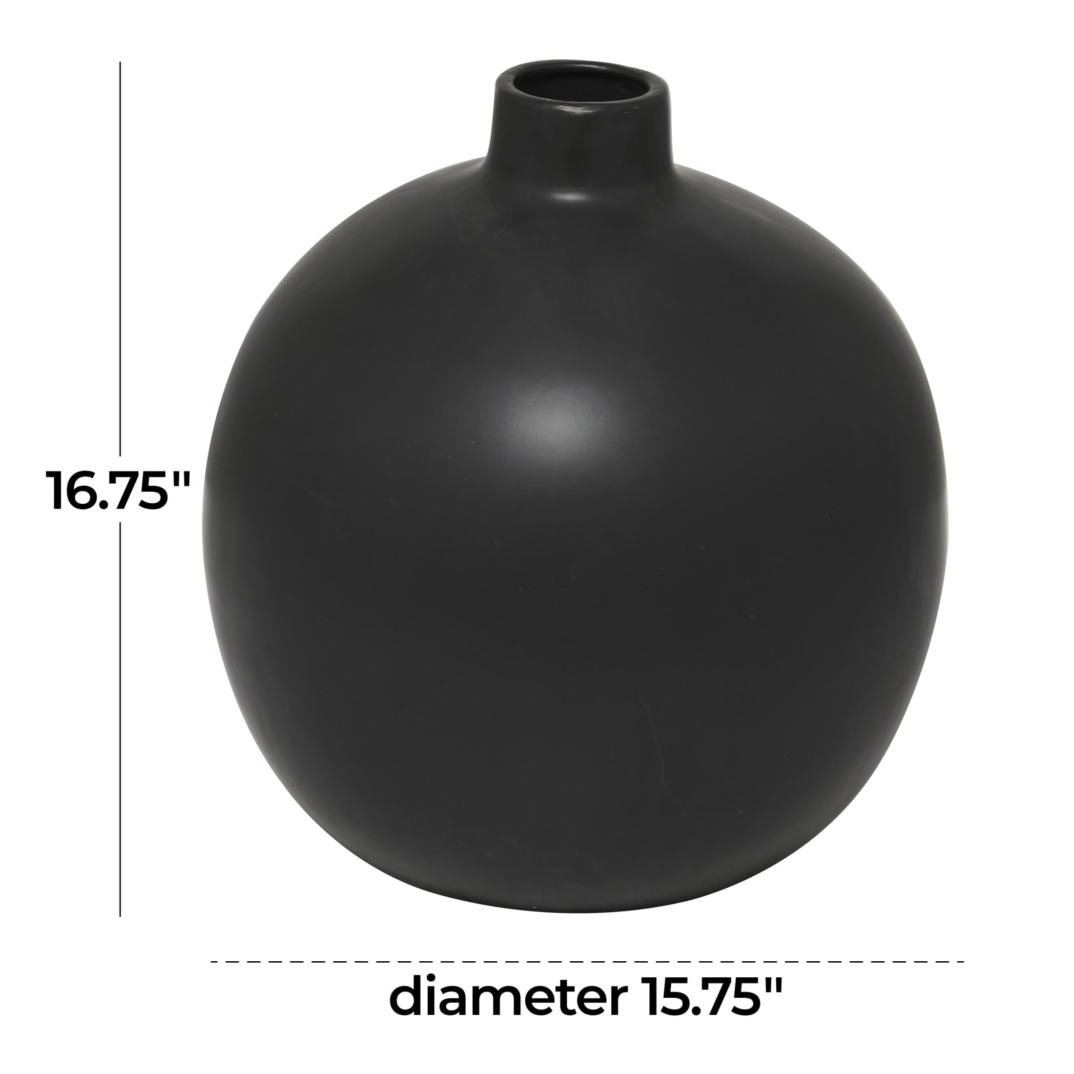 DecMode 17" Matte Black Ceramic Vase