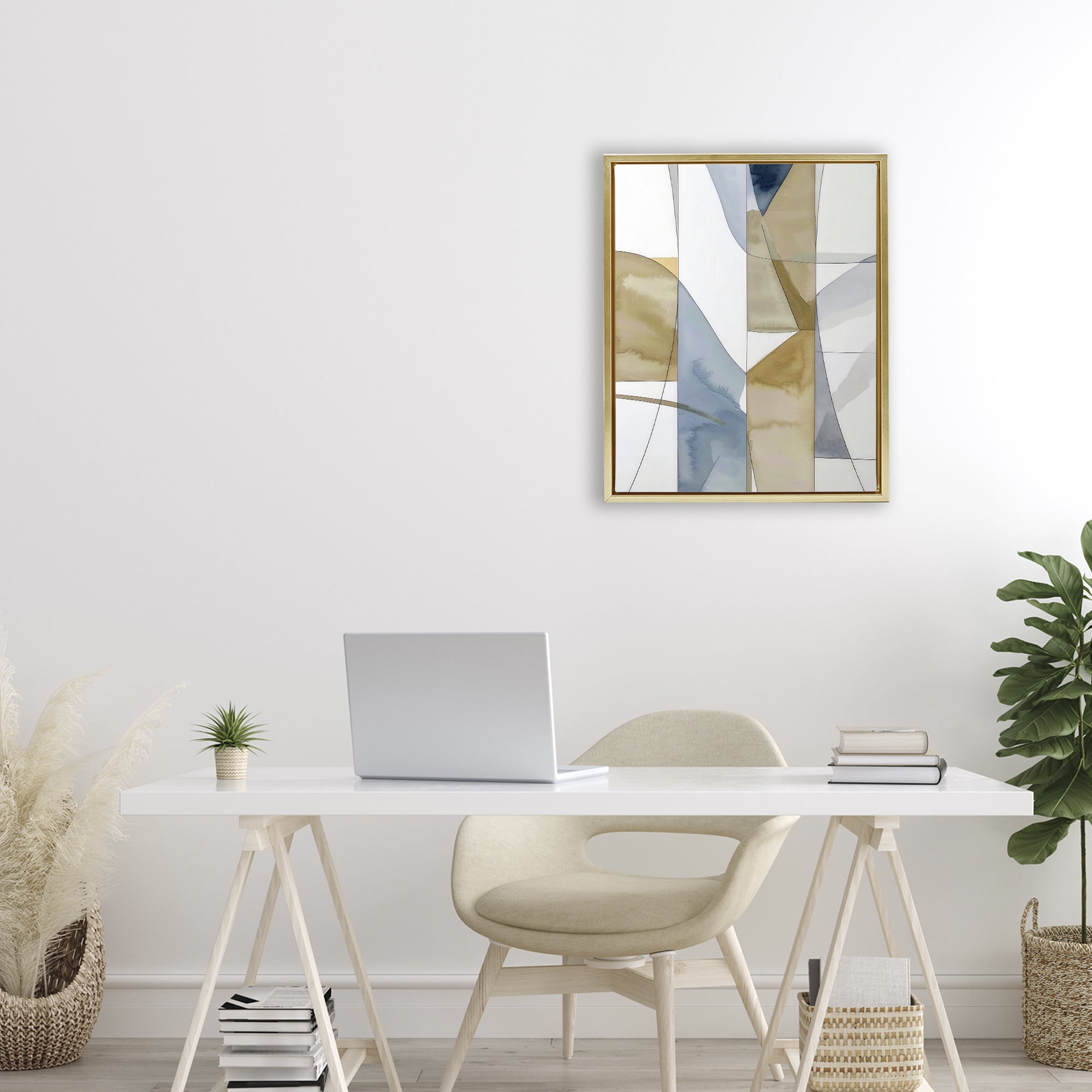 Stupell Industries Geographic Abstract Sections Gold Framed Floater Canvas Wall Art, design by Alonza Saunders