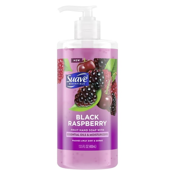 Suave Essentials Liquid Hand Wash, Black Raspberry with Essential Oil, 13.5 oz