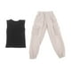 thumbnail image 4 of Pantalones cargo de trabajo y camiseta sin mangas para hombre, escala 1:12, conjuntos de moda informales Negro, 4 of 9