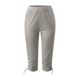 thumbnail image 5 of Capri Leggings for Women Summer Casual Elastic High Waist Drawstring Ruched Hem Workout Yoga Cropped Capris Pants, 5 of 6