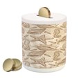 thumbnail image 1 of Beige Piggy Bank, Exotic Marine Animals in Retro Style Illustration Shells Starfish Seahorse Contemporary, Ceramic Coin Bank Money Box for Cash Saving, 3.6" X 3.2", Beige, by Ambesonne, 1 of 4