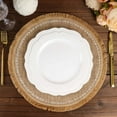 thumbnail image 6 of Efavormart 4 Pack | Natural 15" Jute Fringe White Embroidery Print Placemats, Rustic Round Woven Burlap Tassel Table Mats, 6 of 11