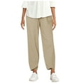 thumbnail image 2 of KDFJPTH Linen Pants Women Summer Plus Size Boho Pants Lightweight Hight Waist Vacation Beach Pants with Pockets, 2 of 9