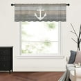 thumbnail image 3 of Beige Gray Ombre Wood Sheer Valance, 54"x18" Light Filtering Kitchen Curtain Valances, Beach Nautical Anchor Ocean Coastal Chiffon Rod Pocket Living Room/Bedroom/Cafe Curtains, 3 of 6