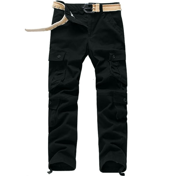 Pantalones largos para hombre, lisos, multibolsillos, lavados, para exteriores, informales