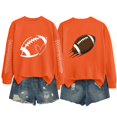 thumbnail image 3 of Football Game Day Sweatshirt for Women Trendy FootBall Heart Graphic Print Pullover Shirt Fall Casual Crew Neck Long Sleeve Mom Shirts Women Soft Loose Sweatshirt Daily Wear, Orange 2XL, 3 of 7