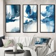 thumbnail image 1 of Designart "Solitary Majesty in Imperial Blue Splendor I" Abstract Liquid Ink Framed Wall Art Set Of 3 - Blue Modern Frame Canvas Set For Living Room Decor, 1 of 6