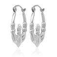 thumbnail image 6 of 14K Solid White Gold Heart Irish Claddagh Celtic Medium Hoop Earrings Jewelry, 6 of 11