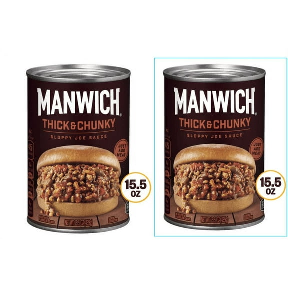 Manwich Sloppy Joe Sauce, Thick and Chunky, Canned Sauce, 15.5 oz (Pack of 2)