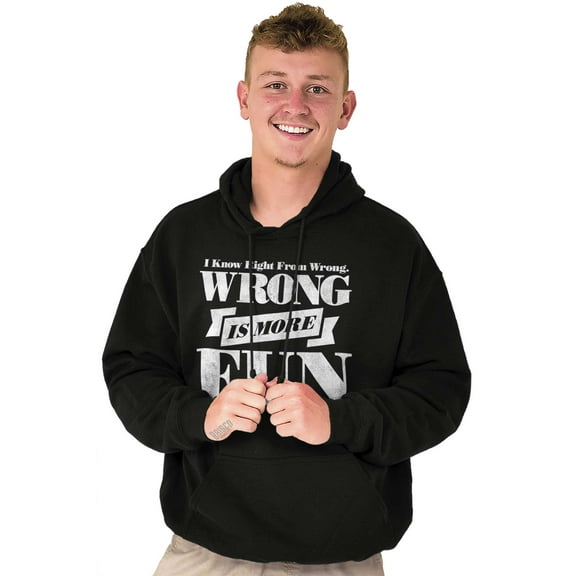 Funny Wrong is More Fun Attitude Joke Unisex Plus Fleece Graphic Hoodie Brisco Brands 2X