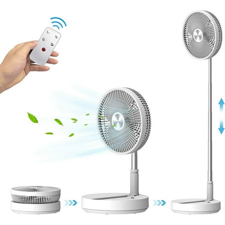 

Portable folding fan powered by 7200Mah battery Table fan adjustable in height Self-oscillating desk fan Remote control Standing fan Portable fans for bedroom travel home office 9.84*4.5*9.84