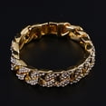 thumbnail image 4 of Elegante pulsera para hombre, joyería de Hip Hop, diamantes de imitación de cristal, diamantes, collar de cadena de eslabones chapado en oro cubano, 20 cm, 4 of 4