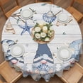 thumbnail image 3 of Round Tablecloth Retro Coastal Waterproof Oil Proof Polyester Table Cloth Cover Decor for Home Dining Outdoor,Patio,Parties, 60" Dia. Gnome Shell Starfish Blue Ivory, 3 of 9