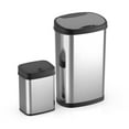 thumbnail image 2 of Nine Stars Automatic Kitchen Trash Can Combo, 13 Gallon + 3 Gallon Stainless Steel, Motion Sensor Hands-Free Soft-Close Lid Garbage Bin, Silver, 2 of 5