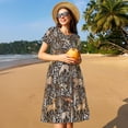 thumbnail image 4 of Easygdp Moose fox bear leaf tree para Vestido Transpirable de Mujer, Vestido Suelto de Manga Corta con Pliegues y Bolsillos para el Verano, 4 of 6