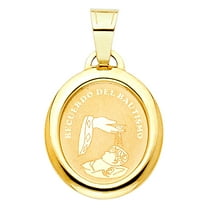 14k Yellow Gold Recuerdo Del Bautismo Holy Baptism Catholic Sacrament Pendant Jewelry Female Unisex