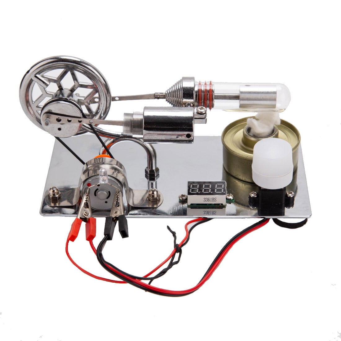 ENJOMOR γ-Type Hot Air Stirling Engine Model Kit - DIY Assembly with LED Generator, Alcohol-Powered, CNC Metal Construction Educational Science Gift for Physics Enthusiasts