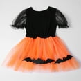 thumbnail image 4 of Coerni Toddler Girls Halloween Pumpkin Bat Tutu Dress Headdress 2pcs Outfit Baby Halloween Orange Tulle Sweat Outfits, 4 of 8