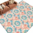 thumbnail image 3 of 8x10 Area Rugs Teal Orange Non-Skid Rubber Backing Large Rectangle Rugs - Living Room Bedroom Home Office, Modern Tie Dyeing Contemporary Abstract Art Indoor Floor Mat Carpets Washable Rug, 3 of 9
