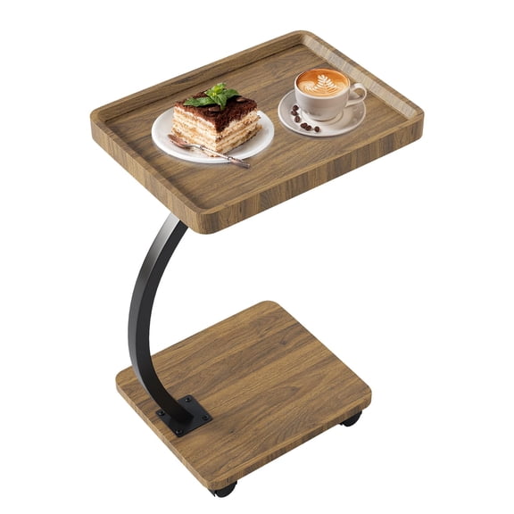 Huisuilinss C Shaped End Table,C Table,Side Table,Mobile Standing Desk,Portable Rolling Desk,Small TV Tray Table For Sofa Couch Bed Chair Office School