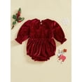 thumbnail image 5 of aturustex Infant Baby Girls Christmas Romper 0-18M Newborn Long Sleeve Velvet Bodysuits Crewneck Santa Claus Embroidery Jumpsuit Toddler Little Girl Fashion Cozy Casual Fall Clothes, 5 of 8