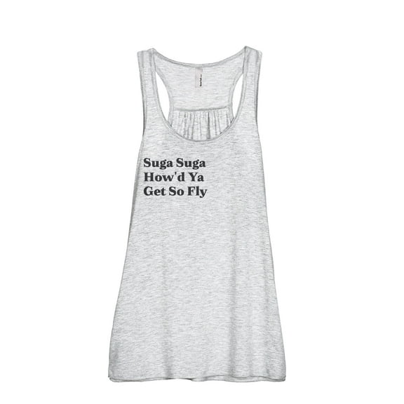 Suga Suga How'd Ya Get So Fly Women's Fashion Sleeveless Flowy Racerback Workout Yoga Tank Top Sport Grey Large