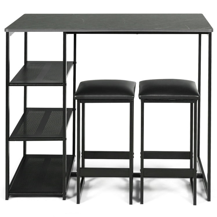 Finihen Dining Set, Dining Table Set, 3 pcs Dining Set with Faux Marble Top Table and 2 Stools, for Home, Restaurant, Faux Marble, Black Finihen Dining Set, Dining Table Set, 3 pcs Dining Set with Faux Marble Top Table and 2 Stools, for Home, Restaurant, Faux Marble, Black