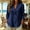 Navy, variant on Cotton Linen Tops for Women Lapel Collar V Neck 3/4 Sleeve Shirts Summer Casual Loose Fit Lightweight Gauze Blouses