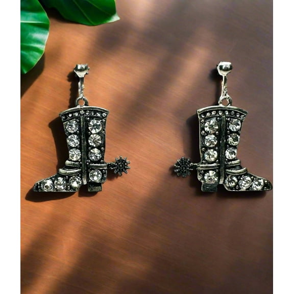 Hip and Cool Clip Pierced Clear Stone Dangle Earrings