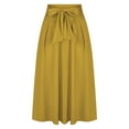 thumbnail image 4 of FAIWAD Women's Elegant High Waist Skirt Lace-Up Pleated Maxi Skirts Solid Color A-Line Bowknot Skirts, 4 of 6