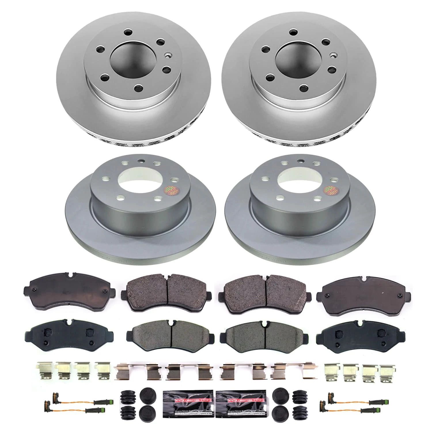 PowerStop Front and Rear Geomet Coated Brake Rotor and Pad Kit Fits: MERCEDES-BENZ Select Models CRK8661