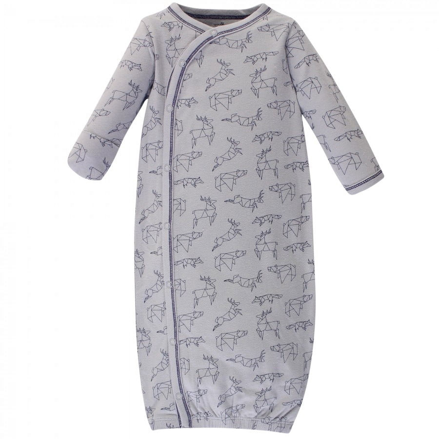 Touched by Nature Baby Boy Organic Cotton Side-Closure Snap Long-Sleeve Gowns 3pk, Constellation, Preemie