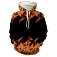 thumbnail image 2 of Leesechin Men's Long Sleeve Flame Print Hooded Pullover Tie Pocket Top Hooded Sweatshirt, 2 of 6