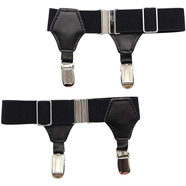 Pair of Premium Adjustable Men High End Sock Garters Suspenders Double